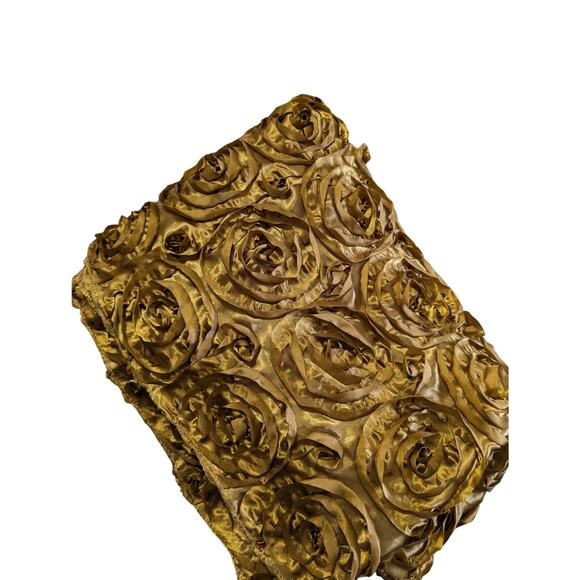 NWOT! COPPER SHIMMER RIBBON FLORAL EMBROIDERED TABLECLOTH, THROW! RAISED FINISH! - Picture 2 of 10